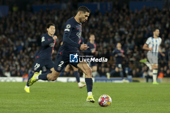2024-03-05 - Achraf Hakimi of PSG during the UEFA Champions League, Round of 16, 2nd leg football match between Real Sociedad and Paris Saint-Germain (PSG) on March 5, 2024 at Reale Arena in San Sebastian, Spain - FOOTBALL - CHAMPIONS LEAGUE - REAL SOCIEDAD V PARIS SG - UEFA CHAMPIONS LEAGUE - SOCCER