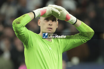 2024-03-06 - Goalkeeper of Real Madrid Andriy Lunin salutes the supporters following the UEFA Champions League, Round of 16, 2nd leg football match between Real Madrid and RB Leipzig on March 6, 2024 at Santiago Bernabeu stadium in Madrid, Spain - FOOTBALL - CHAMPIONS LEAGUE - REAL MADRID V RB LEIPZIG - UEFA CHAMPIONS LEAGUE - SOCCER