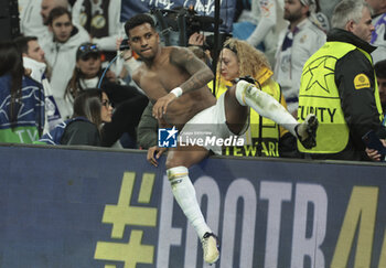 2024-03-06 - Rodrygo of Real Madrid salutes the supporters following the UEFA Champions League, Round of 16, 2nd leg football match between Real Madrid and RB Leipzig on March 6, 2024 at Santiago Bernabeu stadium in Madrid, Spain - FOOTBALL - CHAMPIONS LEAGUE - REAL MADRID V RB LEIPZIG - UEFA CHAMPIONS LEAGUE - SOCCER
