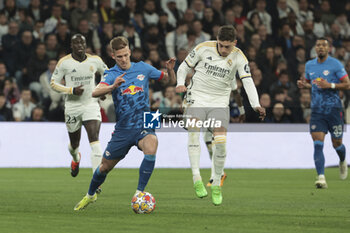 2024-03-06 - Dani Olmo of RB Leipzig, Federico Valverde of Real Madrid during the UEFA Champions League, Round of 16, 2nd leg football match between Real Madrid and RB Leipzig on March 6, 2024 at Santiago Bernabeu stadium in Madrid, Spain - FOOTBALL - CHAMPIONS LEAGUE - REAL MADRID V RB LEIPZIG - UEFA CHAMPIONS LEAGUE - SOCCER