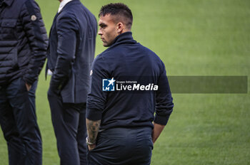 2024-03-12 - Lautaro Martinez of FC Internazionale seen during the Training Session And Press Conference a day before the Champions League football match between Atletico Madrid and FC Internazionale at Metropolitano Stadium in Madrid, Spain. - ATLETICO MADRID VS FC INTERNAZIONALE: FC INTERNAZIONALE TRAINING AND PRESS CONFERENCE - UEFA CHAMPIONS LEAGUE - SOCCER