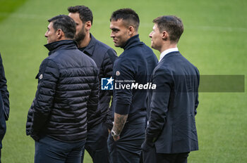 2024-03-12 - Lautaro Martinez of FC Internazionale seen with his teammates during the Training Session And Press Conference a day before the Champions League football match between Atletico Madrid and FC Internazionale at Metropolitano Stadium in Madrid, Spain. - ATLETICO MADRID VS FC INTERNAZIONALE: FC INTERNAZIONALE TRAINING AND PRESS CONFERENCE - UEFA CHAMPIONS LEAGUE - SOCCER