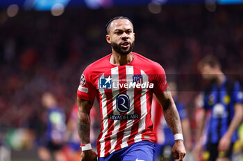 2024-03-13 - Memphis Depay of Atletico de Madrid celebrates his goal 2-1 during the UEFA Champions League, Round of 16, 2nd leg football match between Atletico de Madrid and FC Internazionale on March 13, 2024 at Civitas Metropolitano stadium in Madrid, Spain - FOOTBALL - CHAMPIONS LEAGUE - ATLETICO MADRID V INTERNAZIONALE - UEFA CHAMPIONS LEAGUE - SOCCER