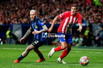 2024-03-13 - Nahuel Molina of Atletico de Madrid, Federico Dimarco of Inter during the UEFA Champions League, Round of 16, 2nd leg football match between Atletico de Madrid and FC Internazionale on March 13, 2024 at Civitas Metropolitano stadium in Madrid, Spain - FOOTBALL - CHAMPIONS LEAGUE - ATLETICO MADRID V INTERNAZIONALE - UEFA CHAMPIONS LEAGUE - SOCCER