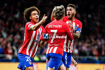2024-03-13 - Antoine Griezmann of Atletico de Madrid celebrates his goal 1-1 with Axel Witsel, Jorge Resurreccion "Koke" during the UEFA Champions League, Round of 16, 2nd leg football match between Atletico de Madrid and FC Internazionale on March 13, 2024 at Civitas Metropolitano stadium in Madrid, Spain - FOOTBALL - CHAMPIONS LEAGUE - ATLETICO MADRID V INTERNAZIONALE - UEFA CHAMPIONS LEAGUE - SOCCER