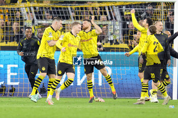 2024-03-13 - Borussia Dortmund players celebrate at full time during the UEFA Champions League, Round of 16, 2nd leg football match between Borussia Dortmund and PSV Eindhoven on March 13, 2024 at Signal Iduna Park in Dortmund, Germany - FOOTBALL - CHAMPIONS LEAGUE - DORTMUND V PSV - UEFA CHAMPIONS LEAGUE - SOCCER