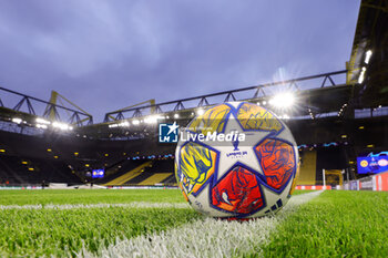 2024-03-13 - Adidas official match ball during the UEFA Champions League, Round of 16, 2nd leg football match between Borussia Dortmund and PSV Eindhoven on March 13, 2024 at Signal Iduna Park in Dortmund, Germany - FOOTBALL - CHAMPIONS LEAGUE - DORTMUND V PSV - UEFA CHAMPIONS LEAGUE - SOCCER