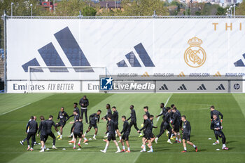 2024-04-08 - Real Madrid team during the training the day before the quarter-final first leg football match of Champions League against Manchester City at Ciudad Real Madrid in Valdebebas, Madrid. - REAL MADRID VS MANCHESTER CITY: REAL MADRID TRAINING AND PRESS CONFERENCE - UEFA CHAMPIONS LEAGUE - SOCCER