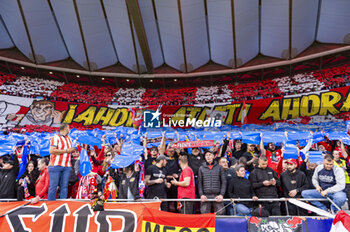 2024-04-10 - Atletico Madrid fans choreography seen during the UEFA Champions League quarter-final first leg match between Atletico Madrid and Borussia Dortmund at Estadio Civitas Metropolitano on April 10, 2024 in Madrid, Spain. - ATLETICO MADRID VS BORUSSIA DORTMUND - UEFA CHAMPIONS LEAGUE - SOCCER