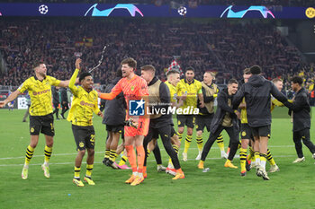 2024-04-16 - Borussia Dortmund celebrates at full time during the UEFA Champions League, Quarter-finals, 2nd leg football match between Borussia Dortmund and Atletico Madrid on April 16, 2024 at Signal Iduna Park in Dortmund, Germany - FOOTBALL - CHAMPIONS LEAGUE - DORTMUND V ATLETICO MADRID - UEFA CHAMPIONS LEAGUE - SOCCER