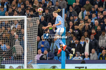 2024-04-17 - Manchester City forward Erling Haaland (9) and Nacho Fernandez of Real Madrid during the UEFA Champions League, Quarter-finals, 2nd leg football match between Manchester City and Real Madrid on April 17, 2024 at Etihad Stadium in Manchester, England - FOOTBALL - CHAMPIONS LEAGUE - MANCHESTER CITY V REAL MADRID - UEFA CHAMPIONS LEAGUE - SOCCER
