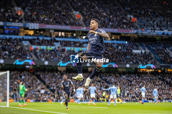 2024-04-17 - Real Madrid forward Rodrygo (11) scores and celebrates 0-1 during the UEFA Champions League, Quarter-finals, 2nd leg football match between Manchester City and Real Madrid on April 17, 2024 at Etihad Stadium in Manchester, England - FOOTBALL - CHAMPIONS LEAGUE - MANCHESTER CITY V REAL MADRID - UEFA CHAMPIONS LEAGUE - SOCCER
