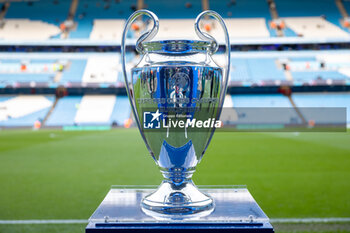 2024-04-17 - UEFA Champions League trophy during the UEFA Champions League, Quarter-finals, 2nd leg football match between Manchester City and Real Madrid on April 17, 2024 at Etihad Stadium in Manchester, England - FOOTBALL - CHAMPIONS LEAGUE - MANCHESTER CITY V REAL MADRID - UEFA CHAMPIONS LEAGUE - SOCCER