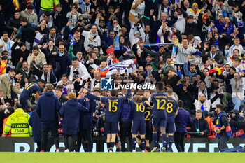 2024-04-17 - Real Madrid players celebrate the penalty shoot out victory at the end of the UEFA Champions League, Quarter-finals, 2nd leg football match between Manchester City and Real Madrid on April 17, 2024 at Etihad Stadium in Manchester, England - FOOTBALL - CHAMPIONS LEAGUE - MANCHESTER CITY V REAL MADRID - UEFA CHAMPIONS LEAGUE - SOCCER