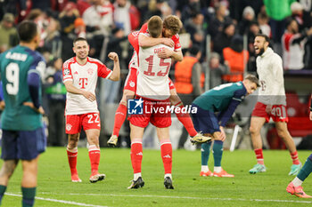 2024-04-17 - Joshua Kimmich and Eric Dier of Bayern Munich celebrates at full time during the UEFA Champions League, Quarter-finals, 2nd leg football match between Bayern Munich and Arsenal on April 17, 2024 at Allianz Arena in Munich, Germany - FOOTBALL - CHAMPIONS LEAGUE - BAYERN MUNICH V ARSENAL - UEFA CHAMPIONS LEAGUE - SOCCER