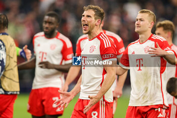 2024-04-17 - Leon Goretzka of Bayern Munich celebrates at full time during the UEFA Champions League, Quarter-finals, 2nd leg football match between Bayern Munich and Arsenal on April 17, 2024 at Allianz Arena in Munich, Germany - FOOTBALL - CHAMPIONS LEAGUE - BAYERN MUNICH V ARSENAL - UEFA CHAMPIONS LEAGUE - SOCCER
