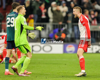 2024-04-17 - Manuel Neuer and Eric Dier of Bayern Munich celebrate at full time during the UEFA Champions League, Quarter-finals, 2nd leg football match between Bayern Munich and Arsenal on April 17, 2024 at Allianz Arena in Munich, Germany - FOOTBALL - CHAMPIONS LEAGUE - BAYERN MUNICH V ARSENAL - UEFA CHAMPIONS LEAGUE - SOCCER