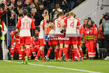 2024-04-17 - Bayern Munich players celebrate the Joshua Kimmich's goal 1-0 during the UEFA Champions League, Quarter-finals, 2nd leg football match between Bayern Munich and Arsenal on April 17, 2024 at Allianz Arena in Munich, Germany - FOOTBALL - CHAMPIONS LEAGUE - BAYERN MUNICH V ARSENAL - UEFA CHAMPIONS LEAGUE - SOCCER