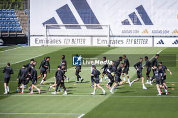 2024-05-07 - MADRID, SPAIN - MAY 7: Real Madrid players warms up during Real Madrid Training Session and Press Conference ahead of their UEFA Champions League semi-final second leg match against FC Bayern Munchen at Ciudad Real Madrid on May 7, 2024 in Valdebebas, Spain. - REAL MADRID VS BAYERN MUNICH: REAL MADRID PRESS CONFERENCE AND TRAINING SESSION - UEFA CHAMPIONS LEAGUE - SOCCER