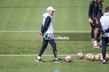 2024-05-07 - MADRID, SPAIN - MAY 7: Carlo Ancelotti, coach of Real Madrid, seen during Real Madrid Training Session and Press Conference ahead of their UEFA Champions League semi-final second leg match against FC Bayern Munchen at Ciudad Real Madrid on May 7, 2024 in Valdebebas, Spain. - REAL MADRID VS BAYERN MUNICH: REAL MADRID PRESS CONFERENCE AND TRAINING SESSION - UEFA CHAMPIONS LEAGUE - SOCCER