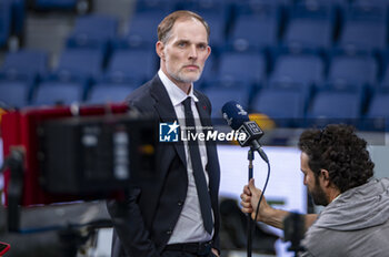 07/05/2024 - MADRID, SPAIN - MAY 7: Thomas Tuchel, the head coach of FC Bayern Munchen during the Bayern Munchen Pitch Walk and Press Conference ahead of their UEFA Champions League semi-final second leg match against Real Madrid at Estadio Santiago Bernabeu on May 7, 2024 in Madrid, Spain. - REAL MADRID VS BAYERN MUNICH: BAYERN MUNICH PRESS CONFERENCE AND PITCH WALKING - UEFA CHAMPIONS LEAGUE - CALCIO