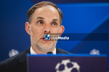 07/05/2024 - MADRID, SPAIN - MAY 7: Thomas Tuchel, the head coach of FC Bayern Munchen, seen speaking during the Bayern Munchen Pitch Walk and Press Conference ahead of their UEFA Champions League semi-final second leg match against Real Madrid at Estadio Santiago Bernabeu on May 7, 2024 in Madrid, Spain. - REAL MADRID VS BAYERN MUNICH: BAYERN MUNICH PRESS CONFERENCE AND PITCH WALKING - UEFA CHAMPIONS LEAGUE - CALCIO