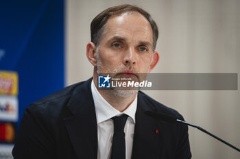 2024-05-07 - MADRID, SPAIN - MAY 7: Thomas Tuchel, the head coach of FC Bayern Munchen, seen speaking during the Bayern Munchen Pitch Walk and Press Conference ahead of their UEFA Champions League semi-final second leg match against Real Madrid at Estadio Santiago Bernabeu on May 7, 2024 in Madrid, Spain. - REAL MADRID VS BAYERN MUNICH: BAYERN MUNICH PRESS CONFERENCE AND PITCH WALKING - UEFA CHAMPIONS LEAGUE - SOCCER