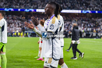 2024-05-08 - MADRID, SPAIN - MAY 8: Eduardo Camavinga of Real Madrid seen celebrating the victory at the end of the UEFA Champions League semi-final second leg match between Real Madrid and FC Bayern Munchen at Estadio Santiago Bernabeu on May 8, 2024 in Madrid, Spain. - REAL MADRID VS BAYERN MUNICH - UEFA CHAMPIONS LEAGUE - SOCCER