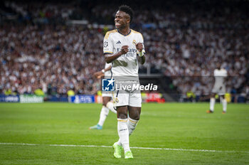 2024-05-08 - MADRID, SPAIN - MAY 8: Vinicius Junior of Real Madrid seen during the UEFA Champions League semi-final second leg match between Real Madrid and FC Bayern Munchen at Estadio Santiago Bernabeu on May 8, 2024 in Madrid, Spain. - REAL MADRID VS BAYERN MUNICH - UEFA CHAMPIONS LEAGUE - SOCCER