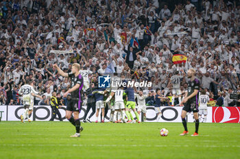 08/05/2024 - MADRID, SPAIN - MAY 8: Real Madrid players seen celebrating a goal during the UEFA Champions League semi-final second leg match between Real Madrid and FC Bayern Munchen at Estadio Santiago Bernabeu on May 8, 2024 in Madrid, Spain. - REAL MADRID VS BAYERN MUNICH - UEFA CHAMPIONS LEAGUE - CALCIO