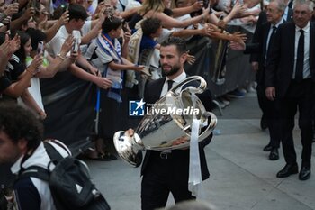 2024-06-02 - Real Madrid players during the celebration of Real Madrid football club's 15th Cahampion League victory at the Plaza de Cibeles in Madrid. June 2 nd 2024 Cordon Press - REAL MADRID PLAYES AYUNTAMIENTO - UEFA CHAMPIONS LEAGUE - SOCCER