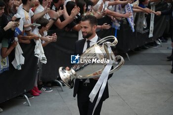 2024-06-02 - Real Madrid players during the celebration of Real Madrid football club's 15th Cahampion League victory at the Plaza de Cibeles in Madrid. June 2 nd 2024 Cordon Press - REAL MADRID PLAYES AYUNTAMIENTO - UEFA CHAMPIONS LEAGUE - SOCCER