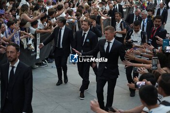 2024-06-02 - Real Madrid players during the celebration of Real Madrid football club's 15th Cahampion League victory at the Plaza de Cibeles in Madrid. June 2 nd 2024 Cordon Press - REAL MADRID PLAYES AYUNTAMIENTO - UEFA CHAMPIONS LEAGUE - SOCCER