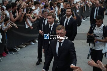 2024-06-02 - Real Madrid players during the celebration of Real Madrid football club's 15th Cahampion League victory at the Plaza de Cibeles in Madrid. June 2 nd 2024 Cordon Press - REAL MADRID PLAYES AYUNTAMIENTO - UEFA CHAMPIONS LEAGUE - SOCCER