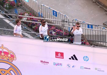 2024-06-02 - Real Madrid players during the celebration of Real Madrid football club's 15th Cahampion League victory at the Plaza de Cibeles in Madrid. June 2 nd 2024 Cordon Press - REAL MADRID PLAYES AYUNTAMIENTO - UEFA CHAMPIONS LEAGUE - SOCCER