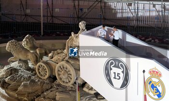 2024-06-02 - Real Madrid players during the celebration of Real Madrid football club's 15th Cahampion League victory at the Plaza de Cibeles in Madrid. June 2 nd 2024 Cordon Press - REAL MADRID PLAYES AYUNTAMIENTO - UEFA CHAMPIONS LEAGUE - SOCCER