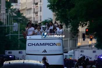 2024-06-02 - Real Madrid Champions League celebration in Madrid. Real Madrid players during the celebration of Real Madrid football club's 15th Cahampion League victory at the Plaza de Cibeles in Madrid. June 2 nd 2024 900/Cordon Press - REAL MADRID CHAMPIONS LEAGUE CELEBRATION IN MADRID - UEFA CHAMPIONS LEAGUE - SOCCER