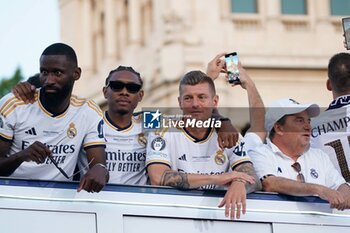 2024-06-02 - Real Madrid Champions League celebration in Madrid. Real Madrid players during the celebration of Real Madrid football club's 15th Cahampion League victory at the Plaza de Cibeles in Madrid. June 2 nd 2024 900/Cordon Press - REAL MADRID CHAMPIONS LEAGUE CELEBRATION IN MADRID - UEFA CHAMPIONS LEAGUE - SOCCER