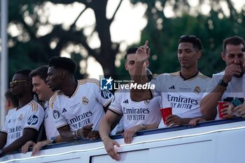 2024-06-02 - Real Madrid Champions League celebration in Madrid. Real Madrid players during the celebration of Real Madrid football club's 15th Cahampion League victory at the Plaza de Cibeles in Madrid. June 2 nd 2024 900/Cordon Press - REAL MADRID CHAMPIONS LEAGUE CELEBRATION IN MADRID - UEFA CHAMPIONS LEAGUE - SOCCER