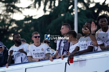 2024-06-02 - Real Madrid Champions League celebration in Madrid. Real Madrid players during the celebration of Real Madrid football club's 15th Cahampion League victory at the Plaza de Cibeles in Madrid. June 2 nd 2024 900/Cordon Press - REAL MADRID CHAMPIONS LEAGUE CELEBRATION IN MADRID - UEFA CHAMPIONS LEAGUE - SOCCER