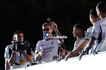 2024-06-02 - Real Madrid Champions League celebration in Madrid. Real Madrid players during the celebration of Real Madrid football club's 15th Cahampion League victory at the Plaza de Cibeles in Madrid. June 2 nd 2024 900/Cordon Press - REAL MADRID CHAMPIONS LEAGUE CELEBRATION IN MADRID - UEFA CHAMPIONS LEAGUE - SOCCER