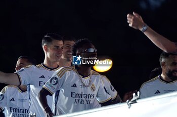 2024-06-02 - Real Madrid Champions League celebration in Madrid. Real Madrid players during the celebration of Real Madrid football club's 15th Cahampion League victory at the Plaza de Cibeles in Madrid. June 2 nd 2024 900/Cordon Press - REAL MADRID CHAMPIONS LEAGUE CELEBRATION IN MADRID - UEFA CHAMPIONS LEAGUE - SOCCER