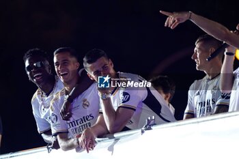 2024-06-02 - Real Madrid Champions League celebration in Madrid. Real Madrid players during the celebration of Real Madrid football club's 15th Cahampion League victory at the Plaza de Cibeles in Madrid. June 2 nd 2024 900/Cordon Press - REAL MADRID CHAMPIONS LEAGUE CELEBRATION IN MADRID - UEFA CHAMPIONS LEAGUE - SOCCER