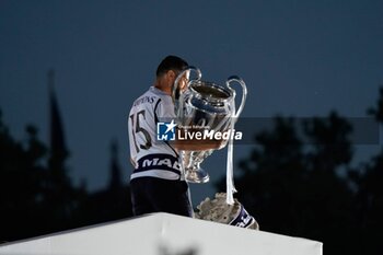 2024-06-02 - Real Madrid Champions League celebration in Madrid. Real Madrid players during the celebration of Real Madrid football club's 15th Cahampion League victory at the Plaza de Cibeles in Madrid. June 2 nd 2024 900/Cordon Press - REAL MADRID CHAMPIONS LEAGUE CELEBRATION IN MADRID - UEFA CHAMPIONS LEAGUE - SOCCER