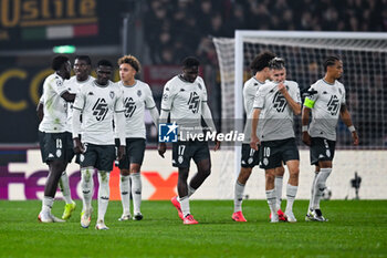 2024-11-05 - AS Monaco FC celebrates after scoring a goal disallowed - BOLOGNA FC VS AS MONACO - UEFA CHAMPIONS LEAGUE - SOCCER