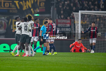 2024-11-05 - AS Monaco FC celebrates after scoring a goal disallowed - BOLOGNA FC VS AS MONACO - UEFA CHAMPIONS LEAGUE - SOCCER