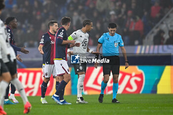 2024-11-05 - AS Monaco FC protests with The Referee of the match Aliyar Aghayev of AZE - BOLOGNA FC VS AS MONACO - UEFA CHAMPIONS LEAGUE - SOCCER