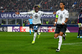 2024-11-05 - Monaco’s Thilo Kehrer celebrates after scoring a goal - BOLOGNA FC VS AS MONACO - UEFA CHAMPIONS LEAGUE - SOCCER