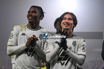 2024-11-05 - Monaco’s Breel Embolo and Monaco’s Takumi Minamino greets the fans at the end of the match - BOLOGNA FC VS AS MONACO - UEFA CHAMPIONS LEAGUE - SOCCER