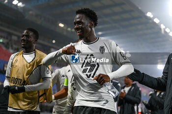 2024-11-05 - Monaco’s Soungoutou Magassa celebrates a victory at the end of match - BOLOGNA FC VS AS MONACO - UEFA CHAMPIONS LEAGUE - SOCCER